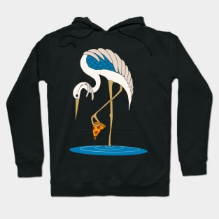 Heron Standing in Water with Pizza Hoodie